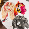 Set of 3 Women's Lightweight Scarves Colorful Patterns, Fashion Accessories Lane