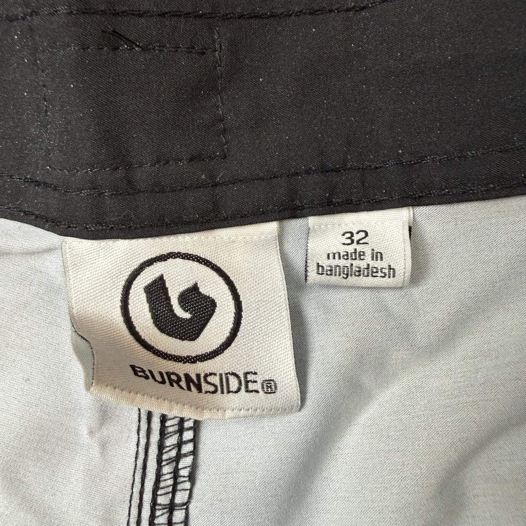 MSRP $44 Burnside Mens 32 Black/Slate Blue 9 1/2" Striped Board Shorts