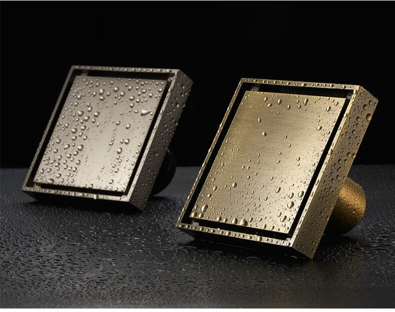 4"x4" Cast Bronze Tile Insert Magnetic Floor Shower Drain Square Floor Waste Gra