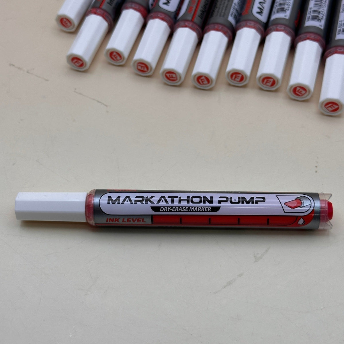 Pack of 12 Pentel Markathon MWL6SX-B Red Ink Pump Dry Erase Marker, Chisel Tip
