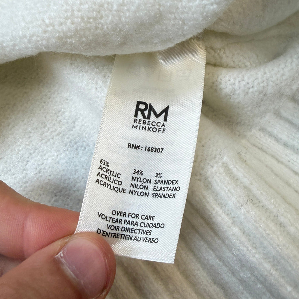 MSRP $48 RM Rebecca Minkoff Womens L Alabaster Short Sleeve Knit Polo Sweater