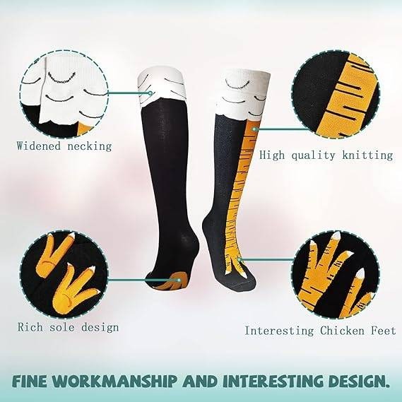 WHOTAY Yellow Crazy Funny Chicken Leg Socks for Women Men Novelty Chicken Feet