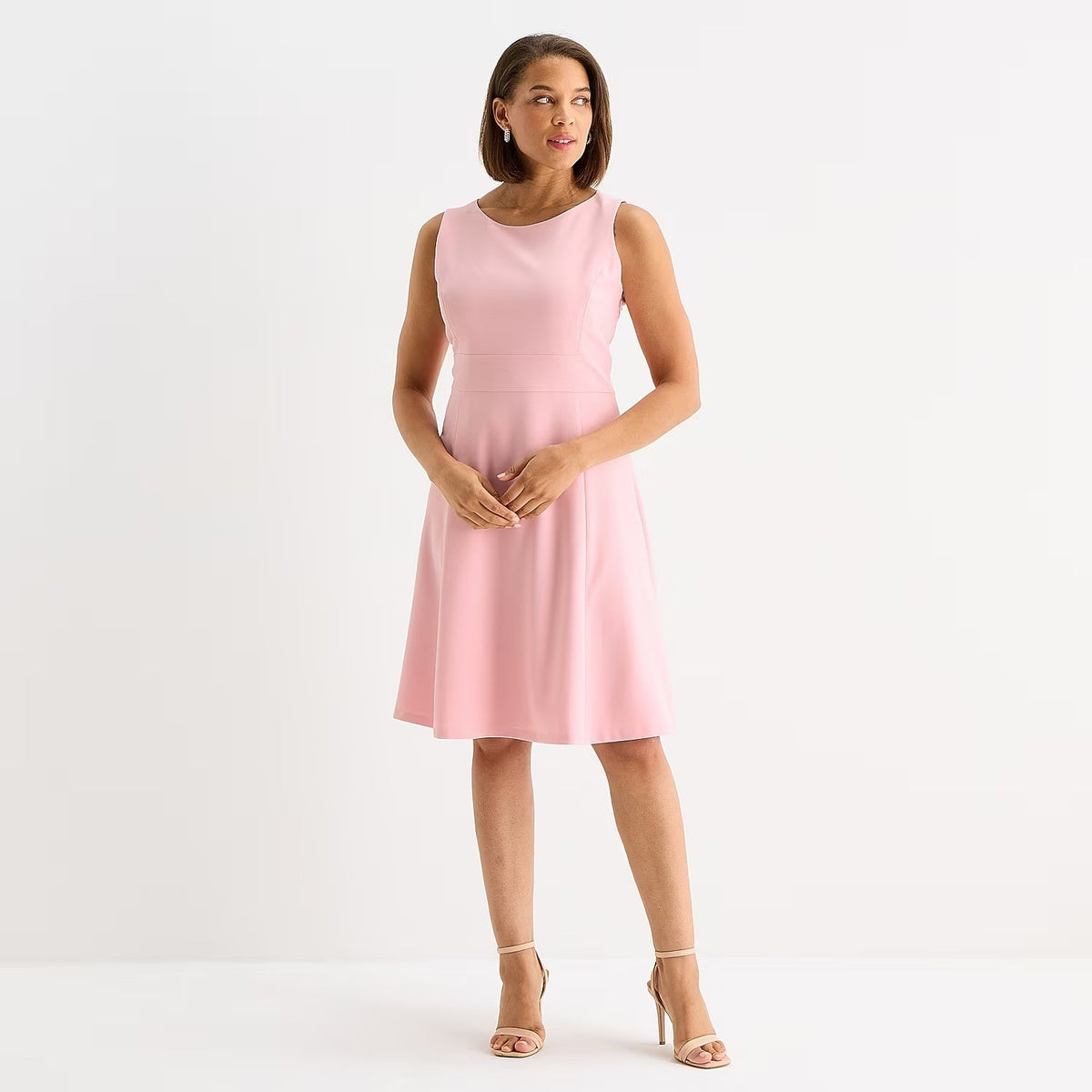 MSRP $89 Black Label by Evan-Picone Womens 10 Tutu Pink Fit + Flare Dress Sleeve