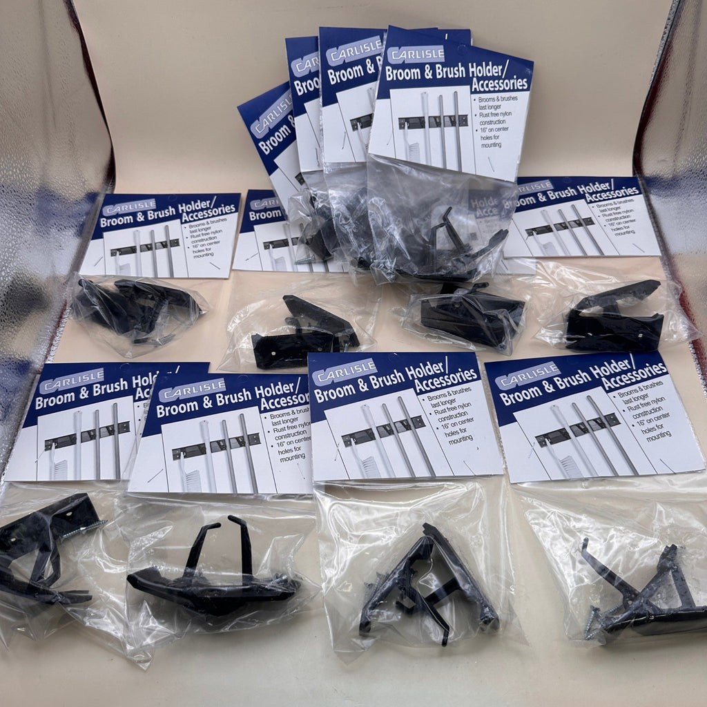 Set of 12 Carlisle 4073300 Roll 'N Grip Plastic Broom Holder Wall Mount, 1.75"