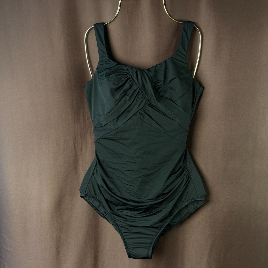 Lands' End Women's 8-18W SlenderSuit Carmela One Piece Swimsuit Black