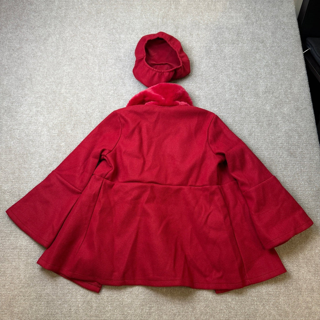 MSRP $47 Deerhobbes Girls 7Y Toddler Dress Coat Winter Coat Peacoat Fur Collar