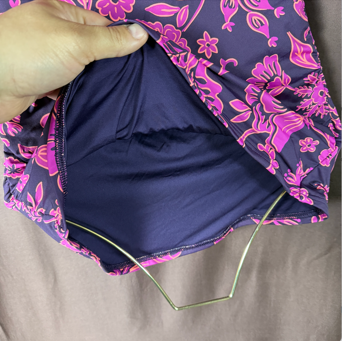 Lands' End Women's 2-4 Square Neck Swimsuit Halter Tankini Top Blackberry Ornate
