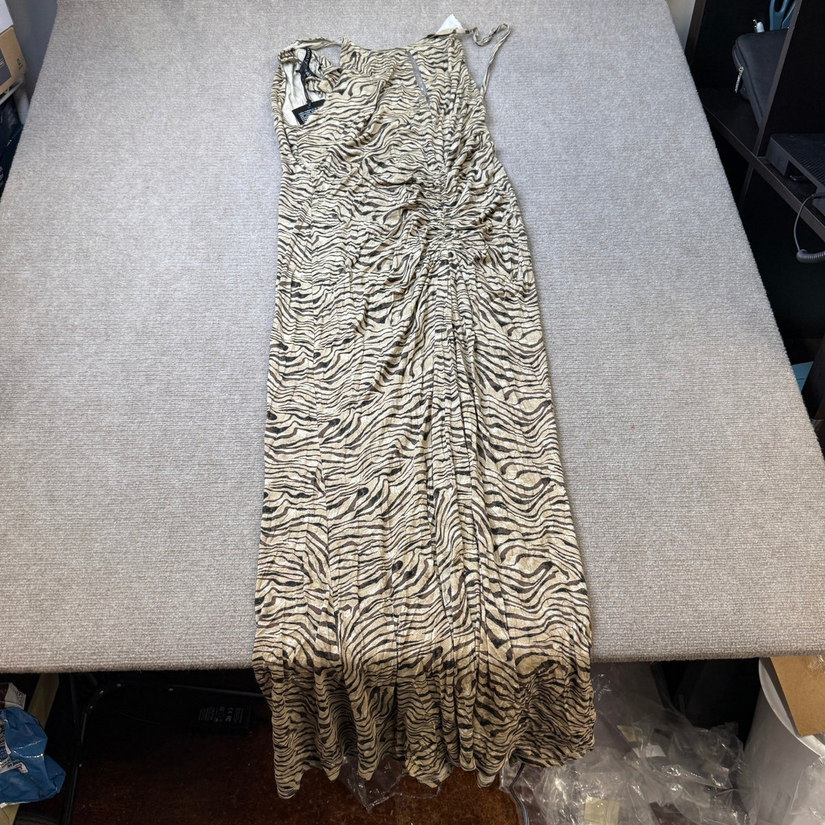 MSRP $90 Ashley Graham Womens 0X Zebra Mini Keyhole Neck Sleeveless Maxi Dress
