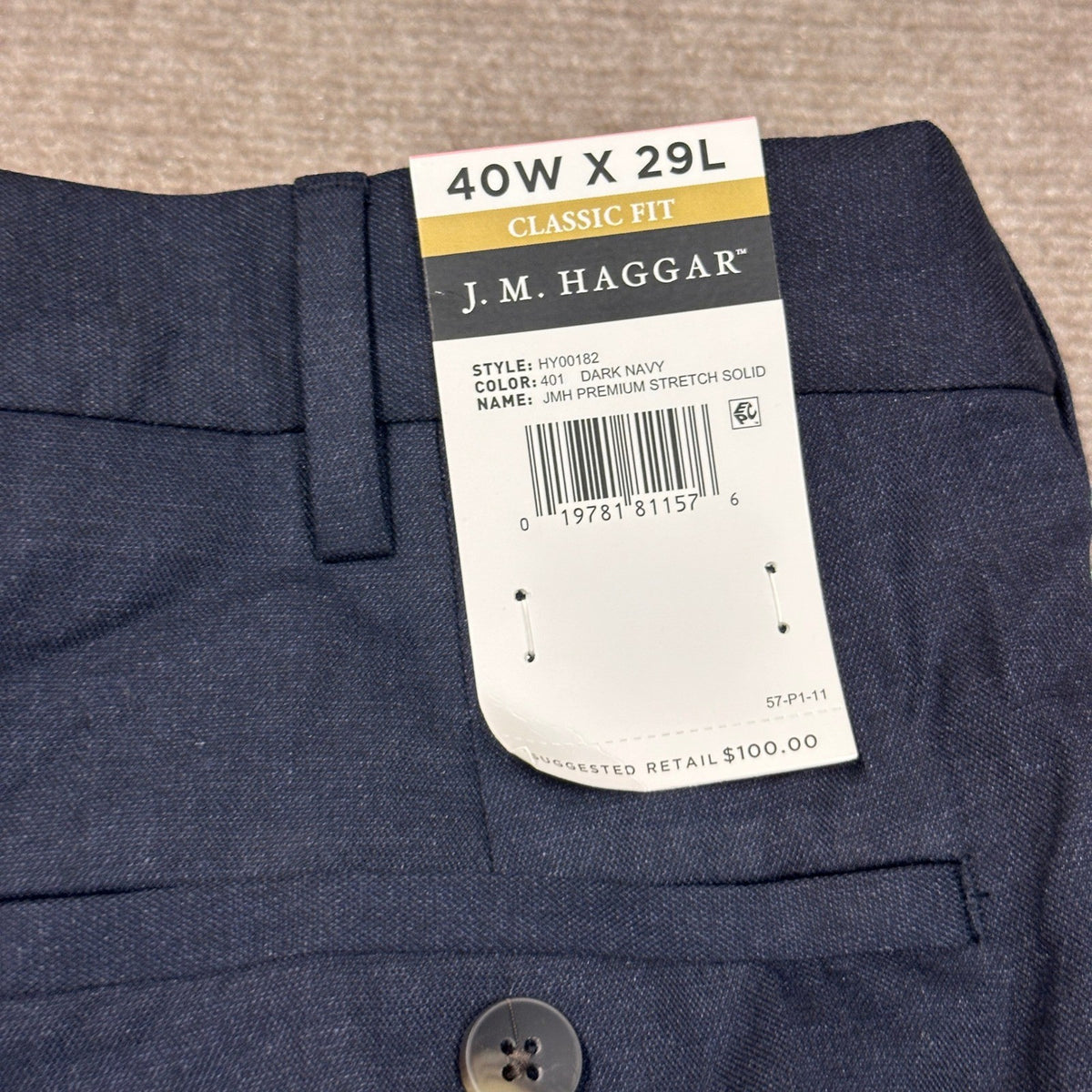 MSRP $100 J.M. Haggar HY00182 Men Classic Fit 40x29 Dark Navy Suit Pants Premium
