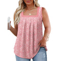Summer Women's XXL Tank Top Loose Fit Square Neck T-Shirt Cute Sleeveless Tunic
