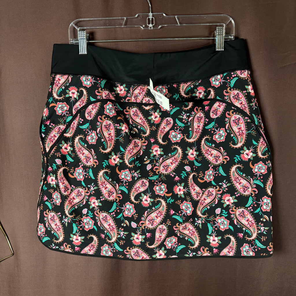 Lands' End Womens 14,18W LONG Swim Skirt Swim Bottoms Comfort Waist Skort Black