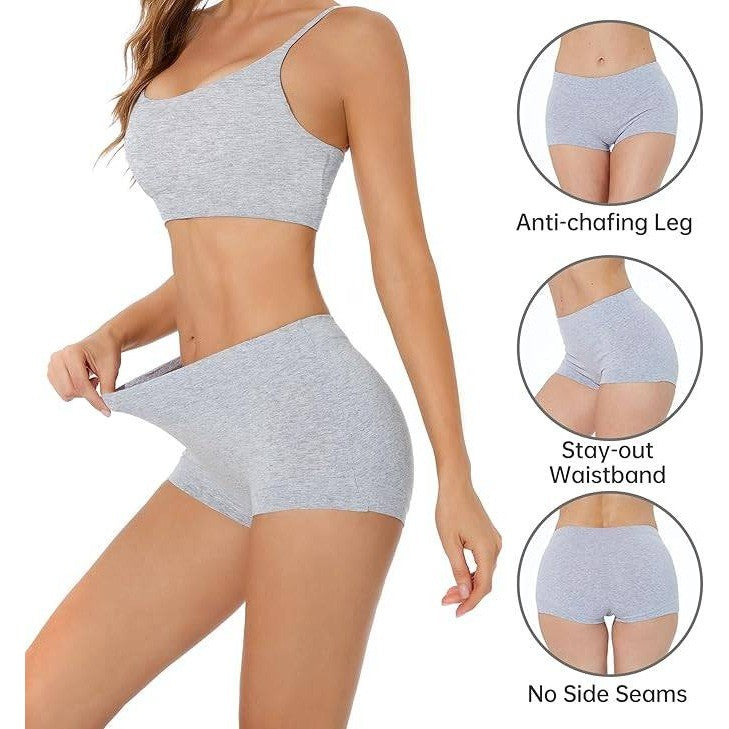 Set of 2 Migbean Boy Shorts Underwear for Women L Grey, Black Cotton Boyshorts