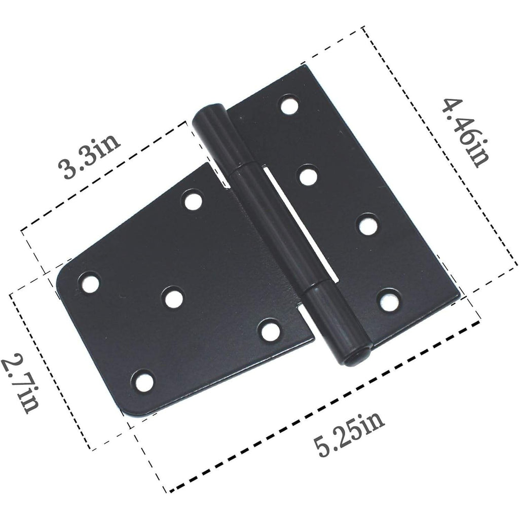 Pack of 4 VKQ 3.5" Heavy Duty T Gate Hinges Black Iron Barn/Shed/Wood Fence w