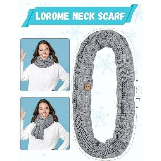 MSRP $20 LOROME Unisex Light Gray Winter Beanie Hat Scarf Gloves Set Warm Fleece