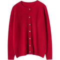 MSRP $78 G Guzemor Women's L Red 100% Merino Wool Cardigan Sweater Crew Neck