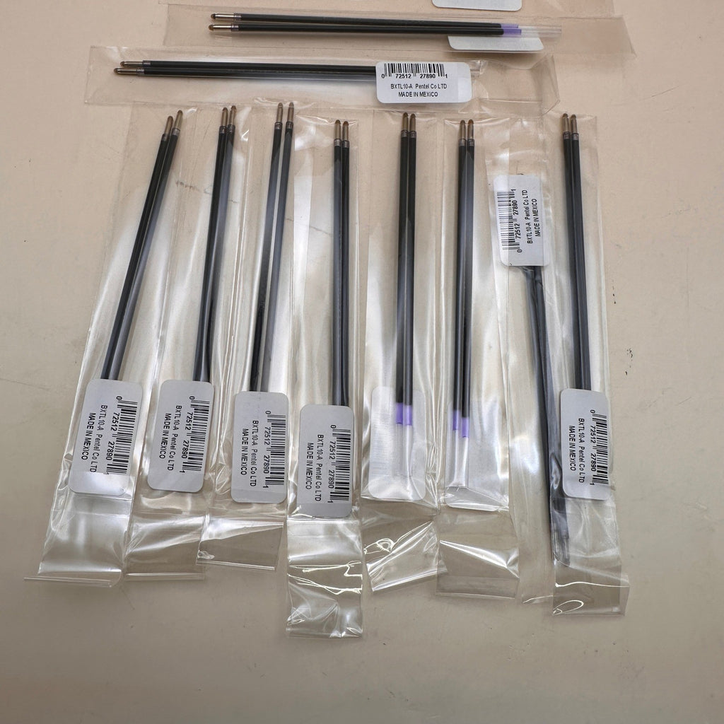 12 Packs of 2 Pentel GlideWrite Ballpoint Ink Refills 8 Black + 4 Blue BXTL10-A