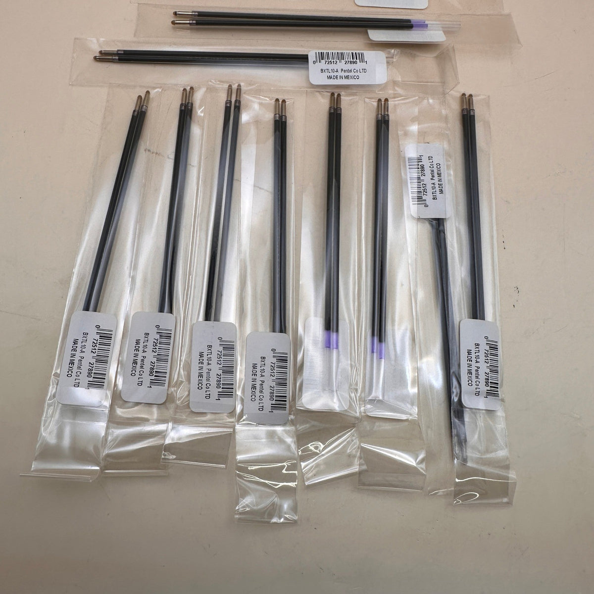 12 Packs of 2 Pentel GlideWrite Ballpoint Ink Refills 8 Black + 4 Blue BXTL10-A