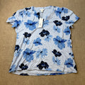 MSRP $38 Liz Claiborne Womens XL Tall Blue Floral Split Crew Neck T-Shirt Shor