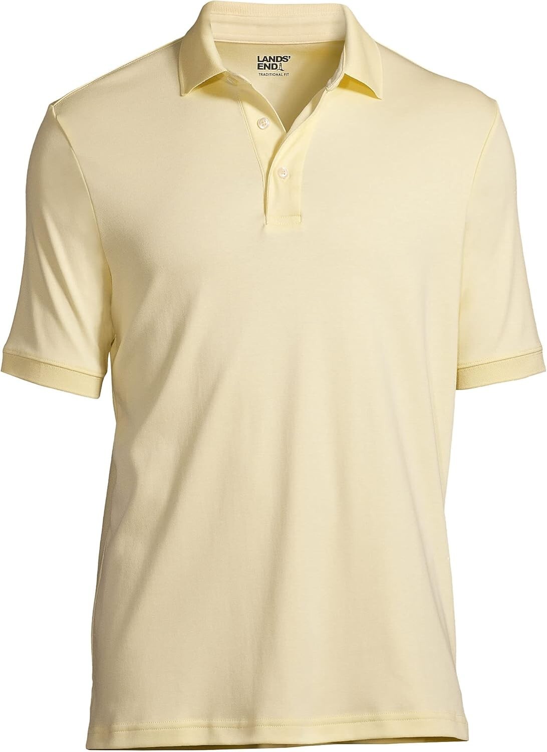 Lands' End Mens Short Sleeve Supima Polo Shirt Golden Candle Light L-2XL Regular