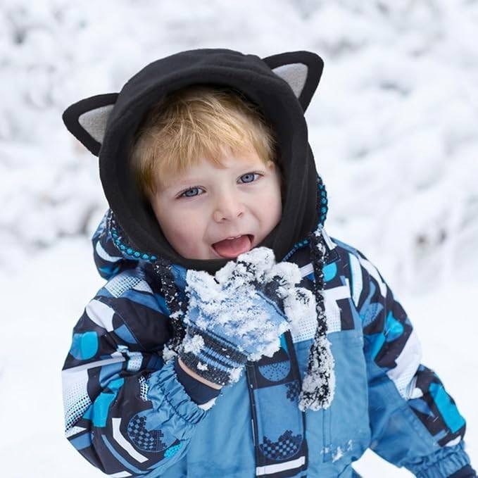 BLUEMARS Kids Size Small Cat Winter Hat Balaclava, Fleece Cold-Weather Hood for