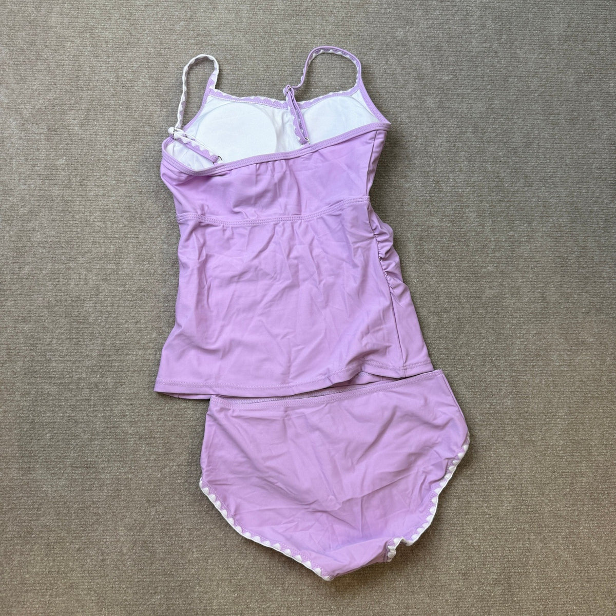 MSRP $25 TyeSmo Girls 11-12Y Swimsuit Solid Color Tankini Contrast Trim Swimwea