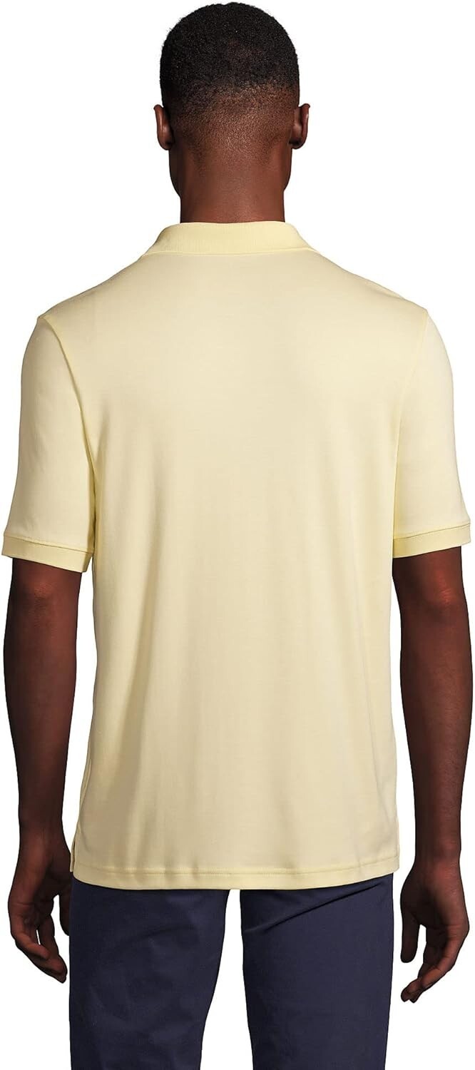 Lands' End Mens Short Sleeve Supima Polo Shirt Golden Candle Light L-2XL Regular