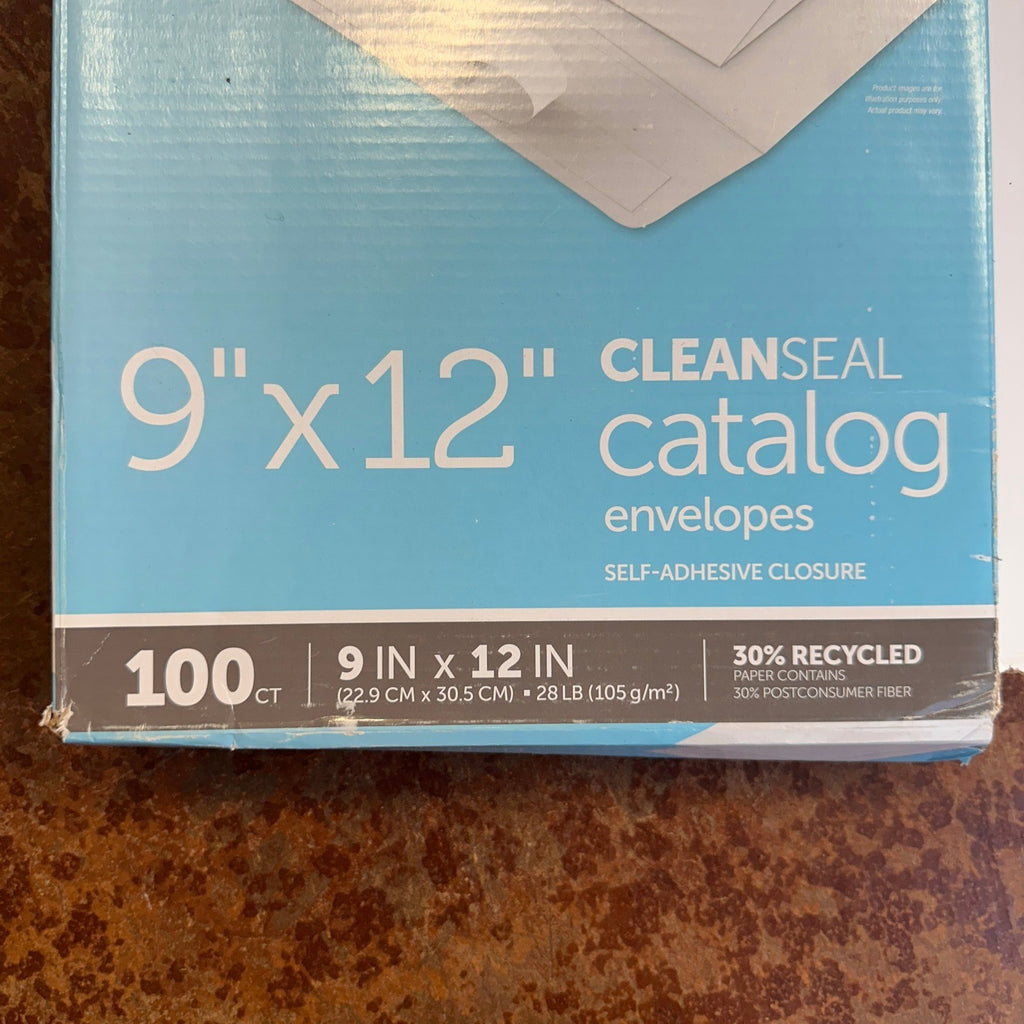 Pack of 100 Office Depot Catalog Envelopes, 9" x 12", Clean Seal White, 30% Rec
