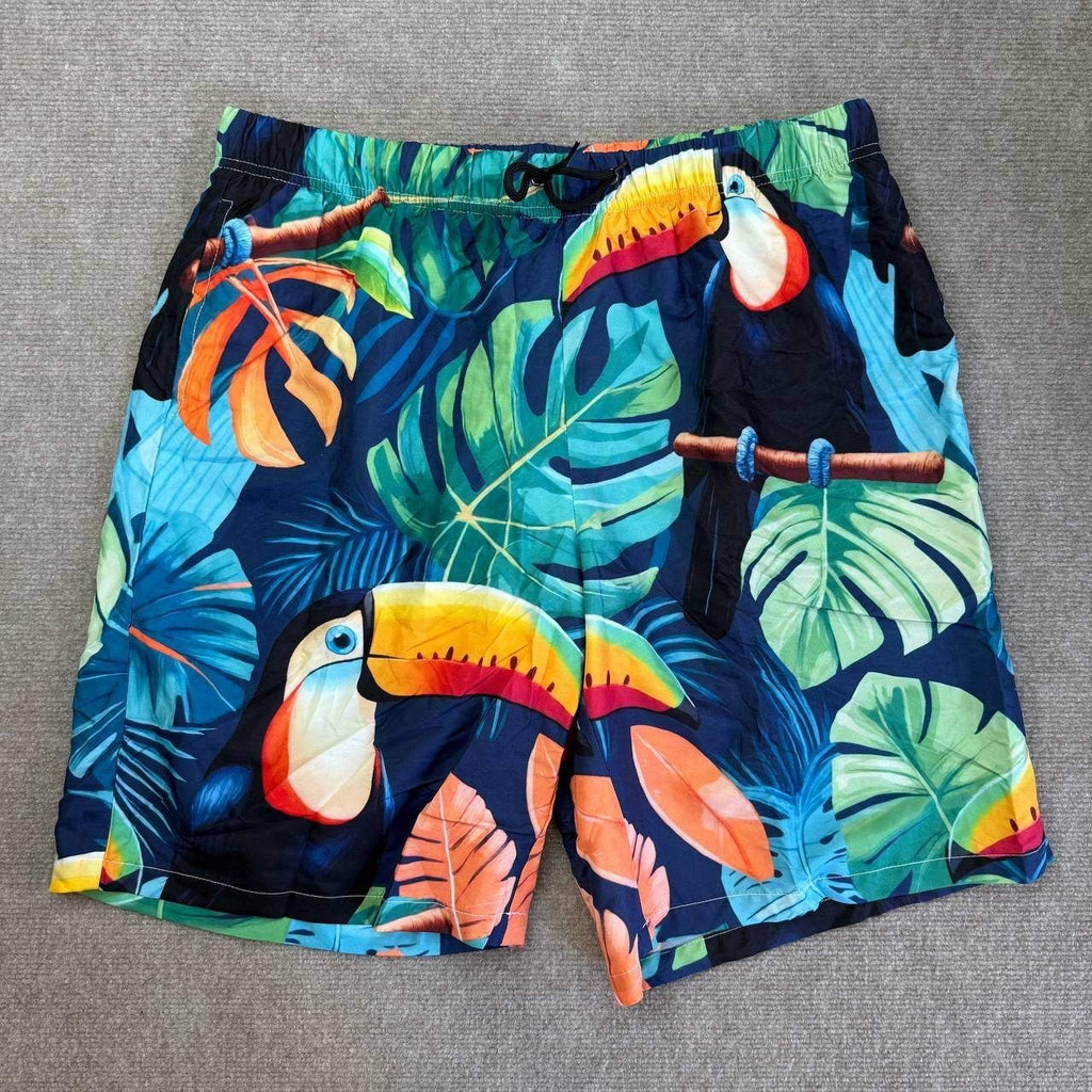 Set of 2 Men's XL Toucan Watermelon Swim Trunks Quick Dry Beach Shorts Mesh Lin