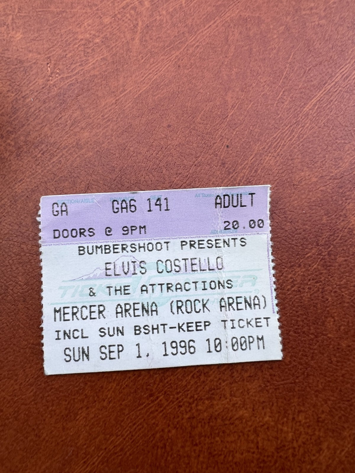 ELVIS COSTELLO & THE ATTRACTIONS Sep 1 1996 Concert Ticket Stub Mercer/Rock Aren