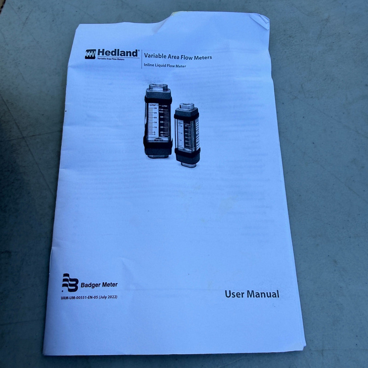 Hedland H700A-020 Flowmeter Gpm/Lpm 2.0 - 20 / 10-76 for Petroleum Fluid