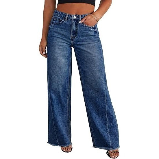 MSRP $53 Eytino Women's 3X Bluing Plus Size Wide Leg Jeans Elastic High Waist