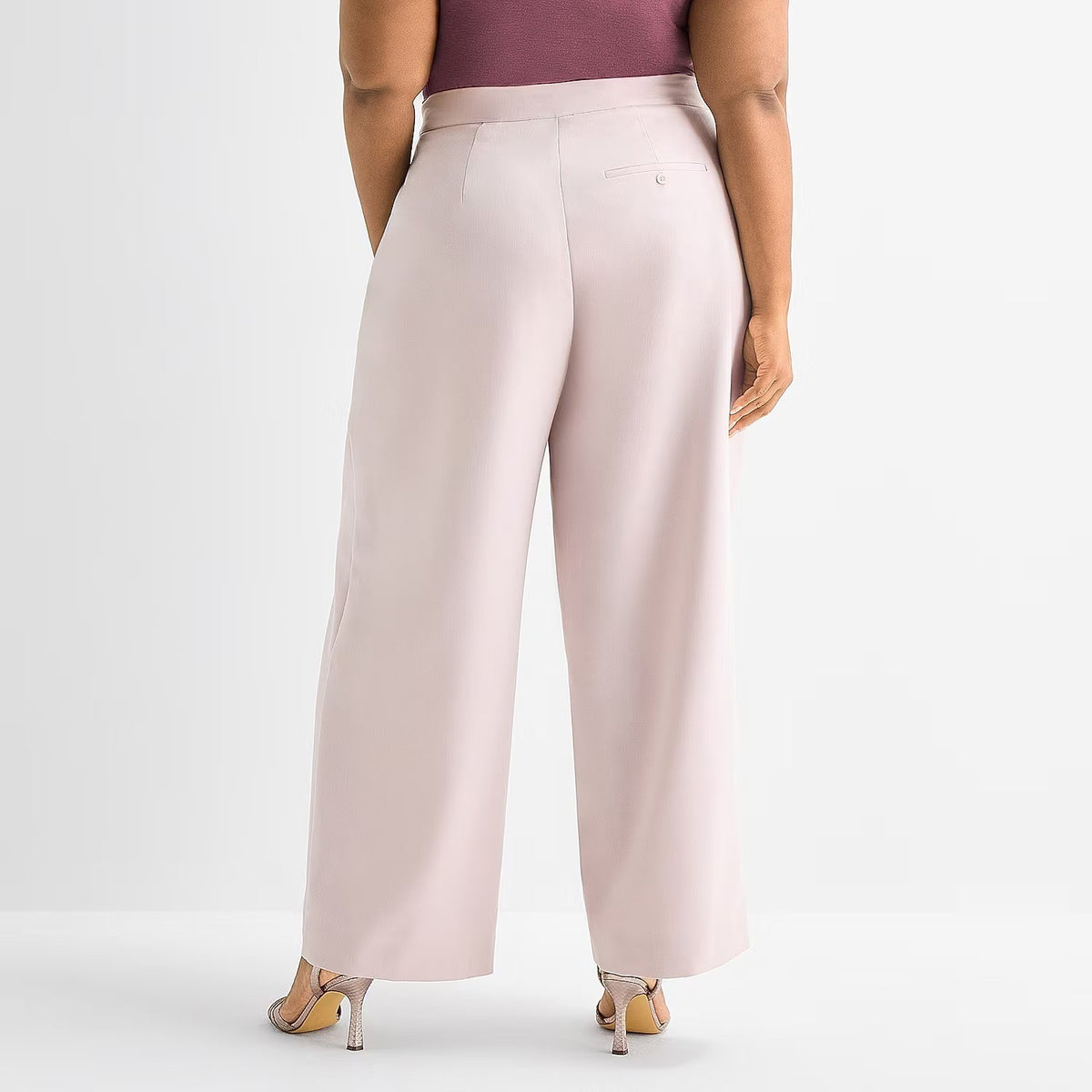 MSRP $80 Ashley Graham Womens 14W Hushed Violet Wide Leg Mid Rise Trouser Pants
