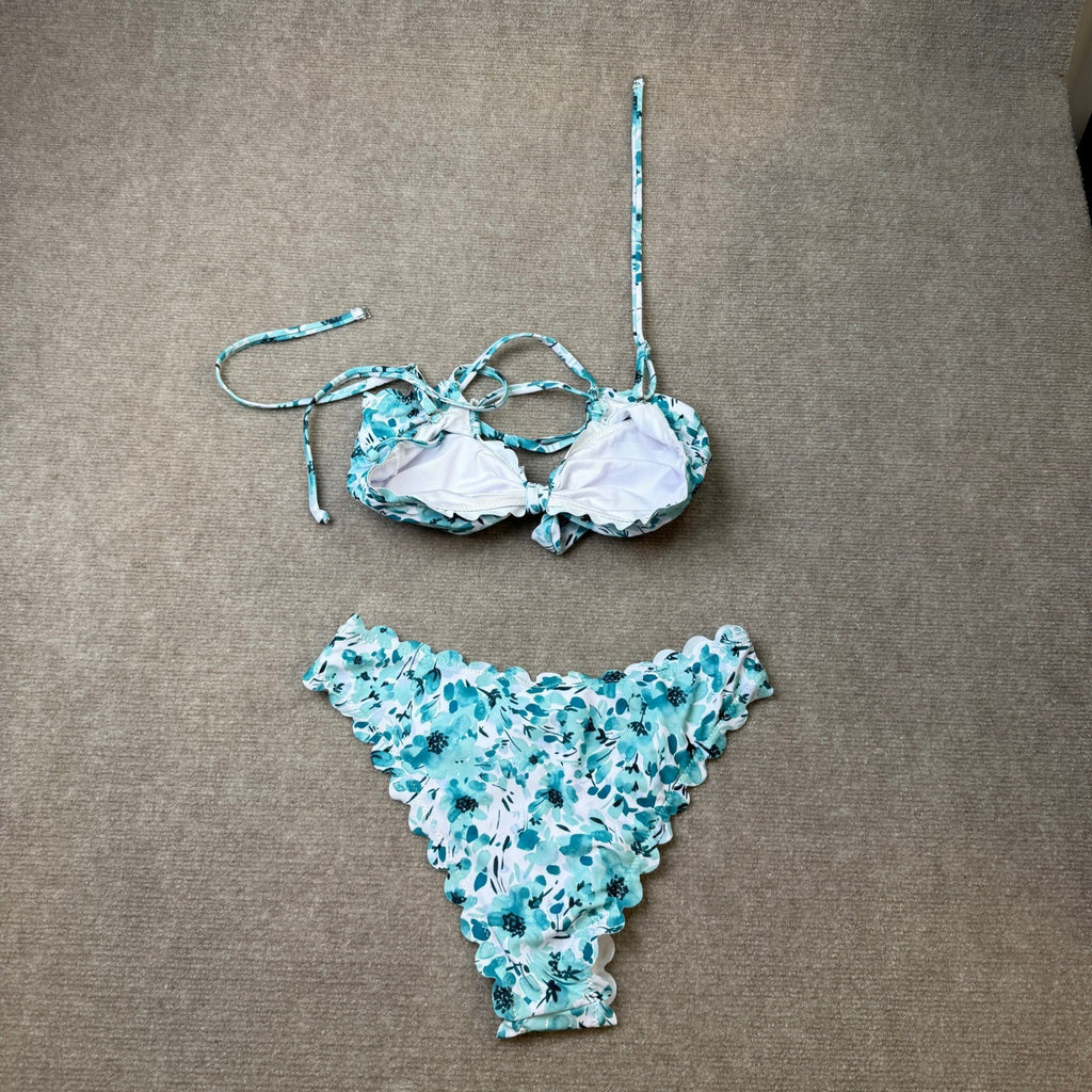 MSRP $32 BYINDED Women's M Two Piece Bikini Strapless Tube Top Mid Waist Bottom