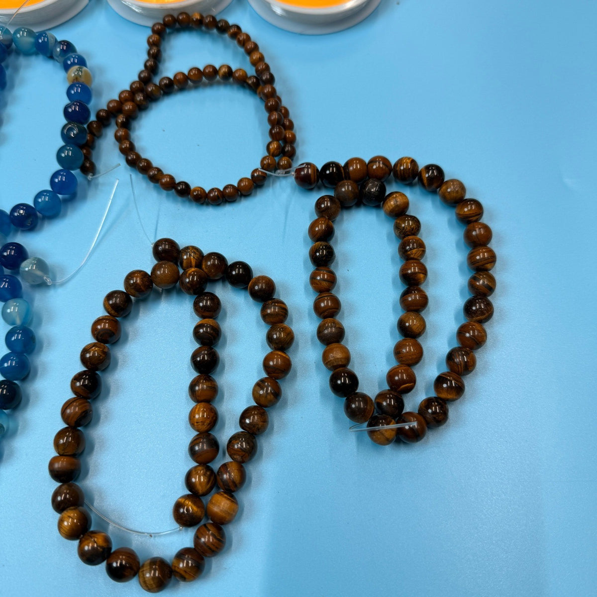 Set of 7 Natural Gemstone Round Beads Strands 15" Sizes 6,8,10 mm №B51