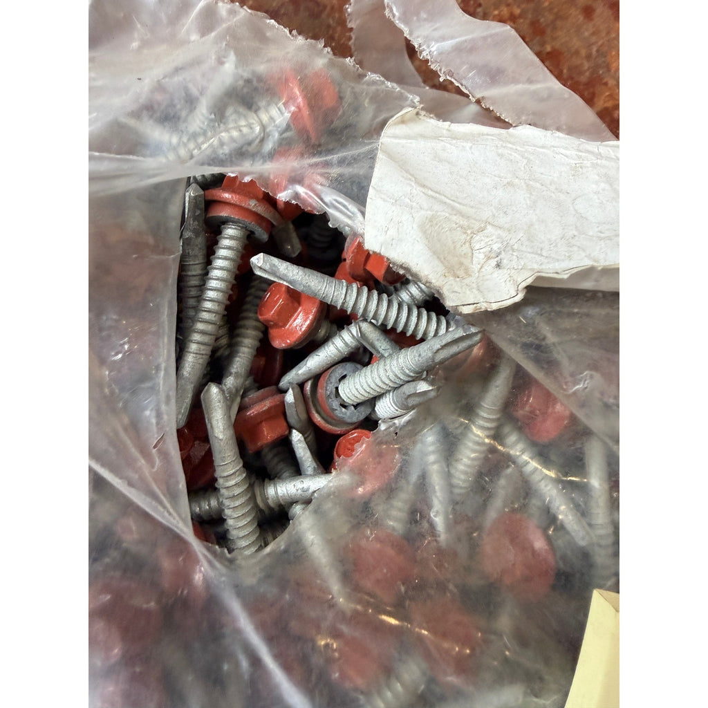 Lot of 500 Red Brick 1-1/2" Structural Roofing Screws Self Drilling Hex Washer