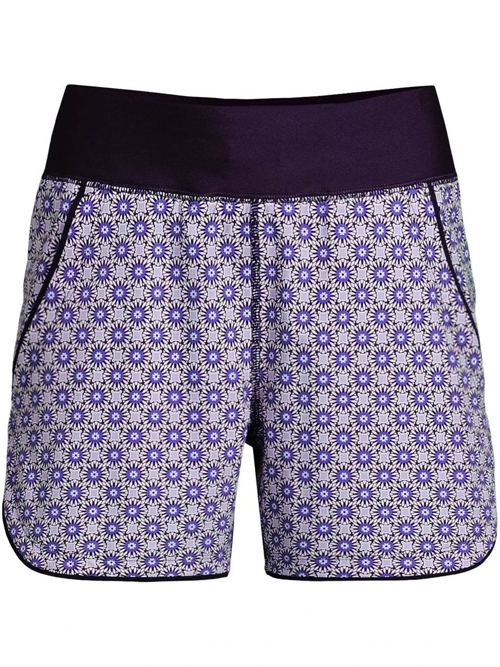 Lands End Womens 14, 14-18W LONG Blackberry Medallion 5" Board Shorts with Panty
