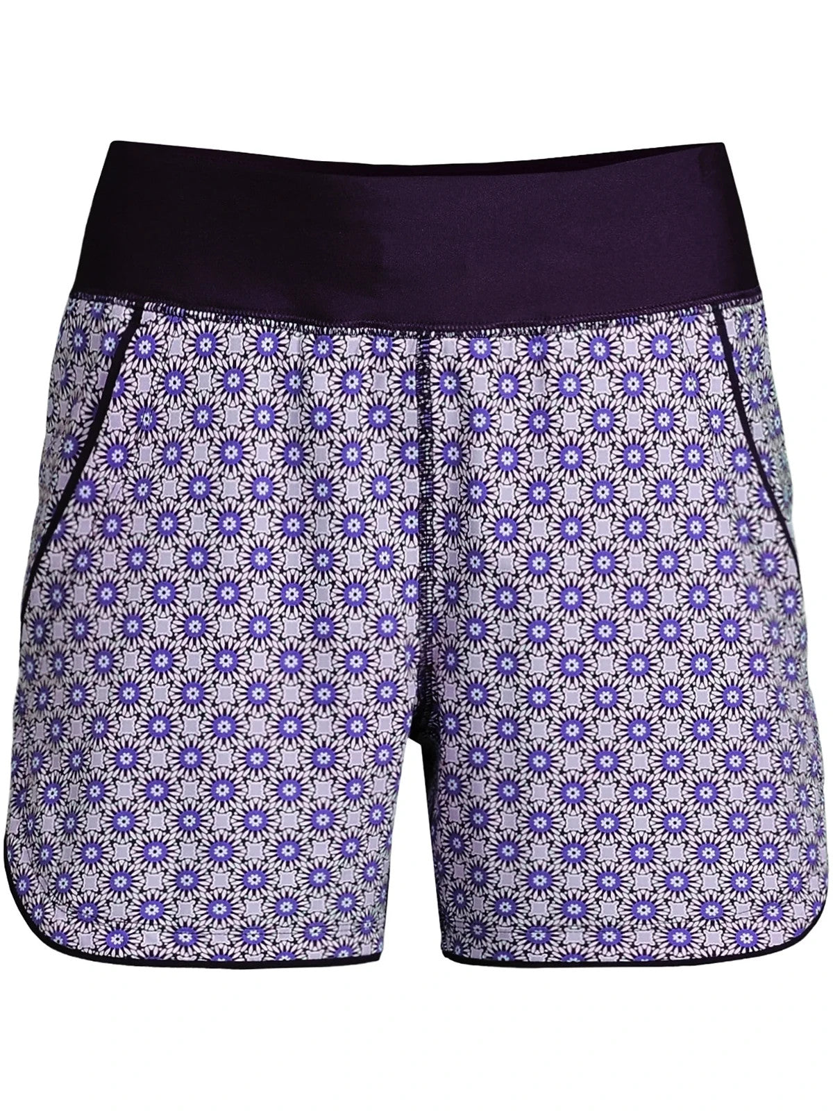 Lands End Womens 14, 14-18W LONG Blackberry Medallion 5" Board Shorts with Panty