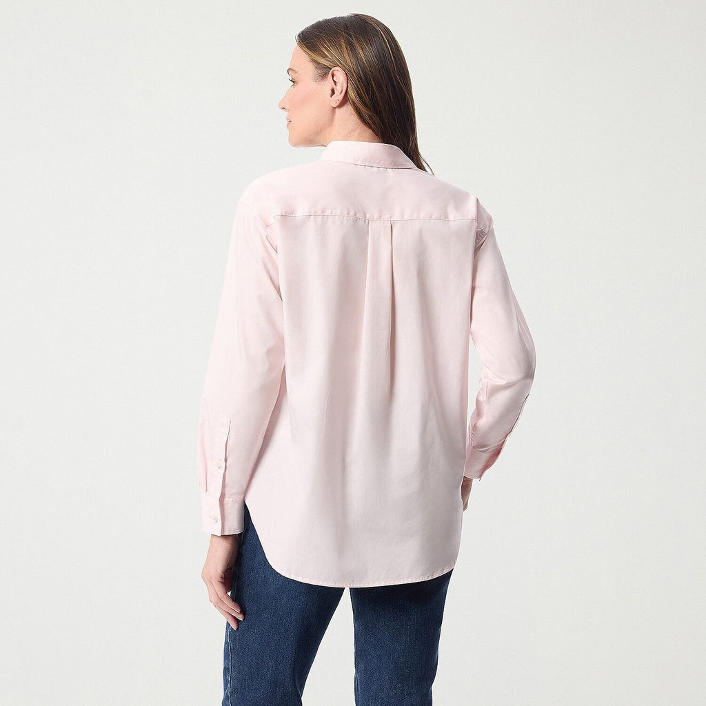 MSRP $48 Gloria Vanderbilt Amanda Womens L Pink Parasol Long Sleeve Dress Shirt