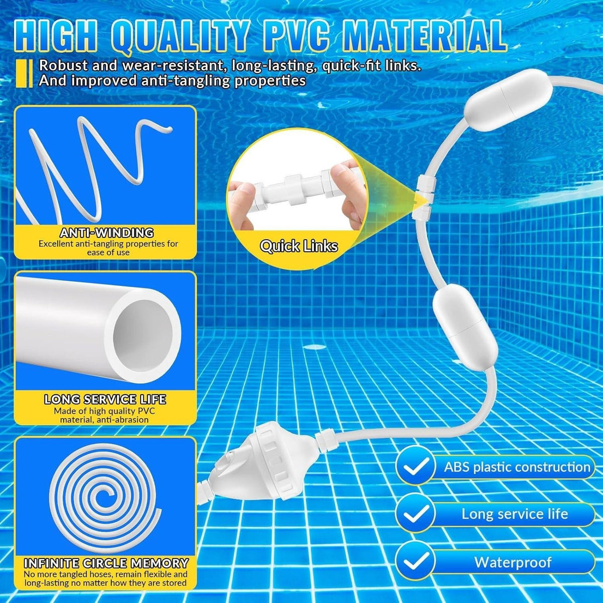 DWALE Pool Cleaner Feed Hose Replacement for Polaris 280, 380, 180, 3900 Pool