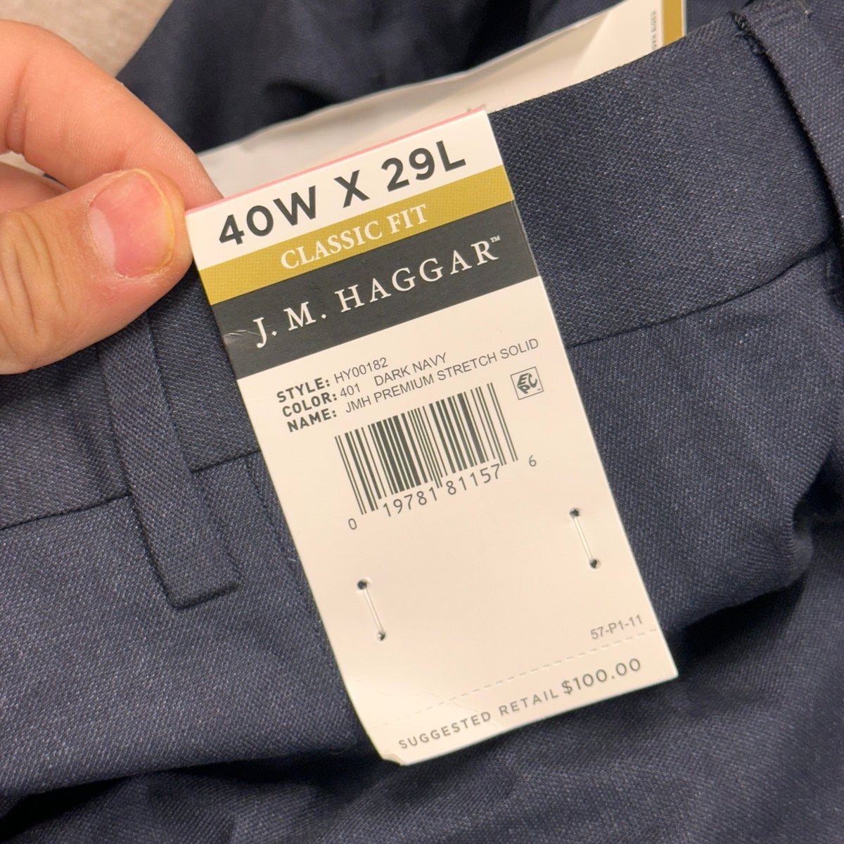 MSRP $100 J.M. Haggar HY00182 Men Classic Fit 40x29 Dark Navy Suit Pants Premium