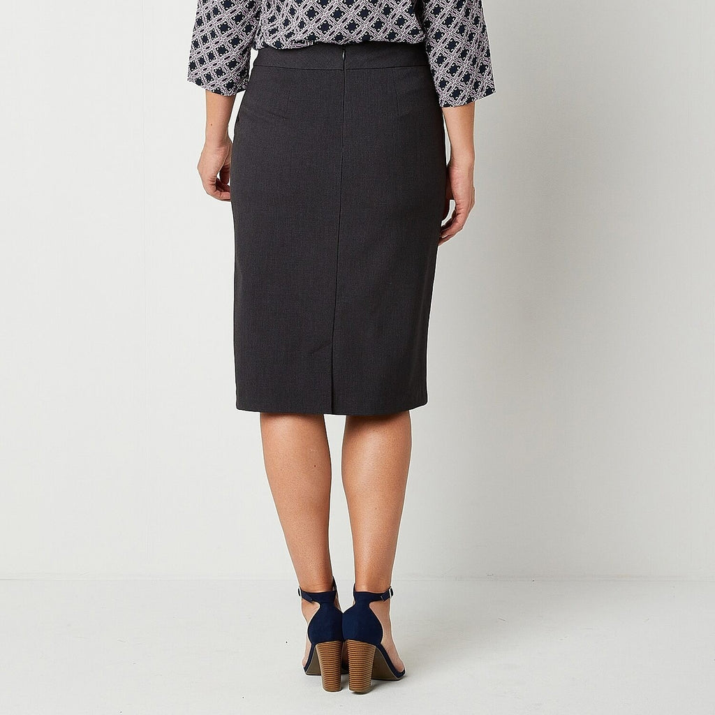 MSRP $54 Liz Claiborne Womens 20 Tall Charcoal Heather Midi Pencil Skirt Mid Ris