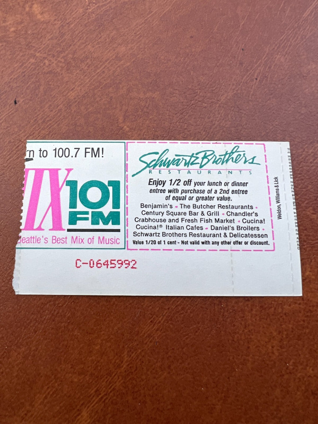 Pacific Northwest Ballet Seattle Opera House Ticket Stub 1992