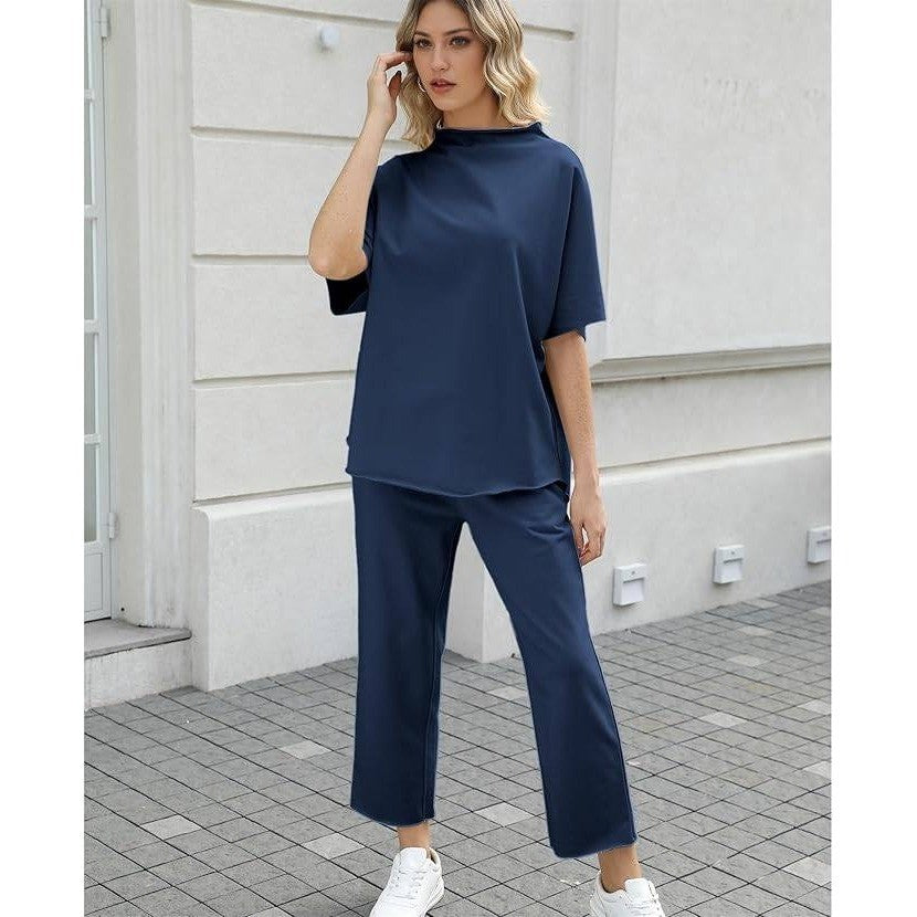 MSRP $48 SeeLuNa Women's XL Navy Two Piece Pullover Top Wide Leg Pants Outfits