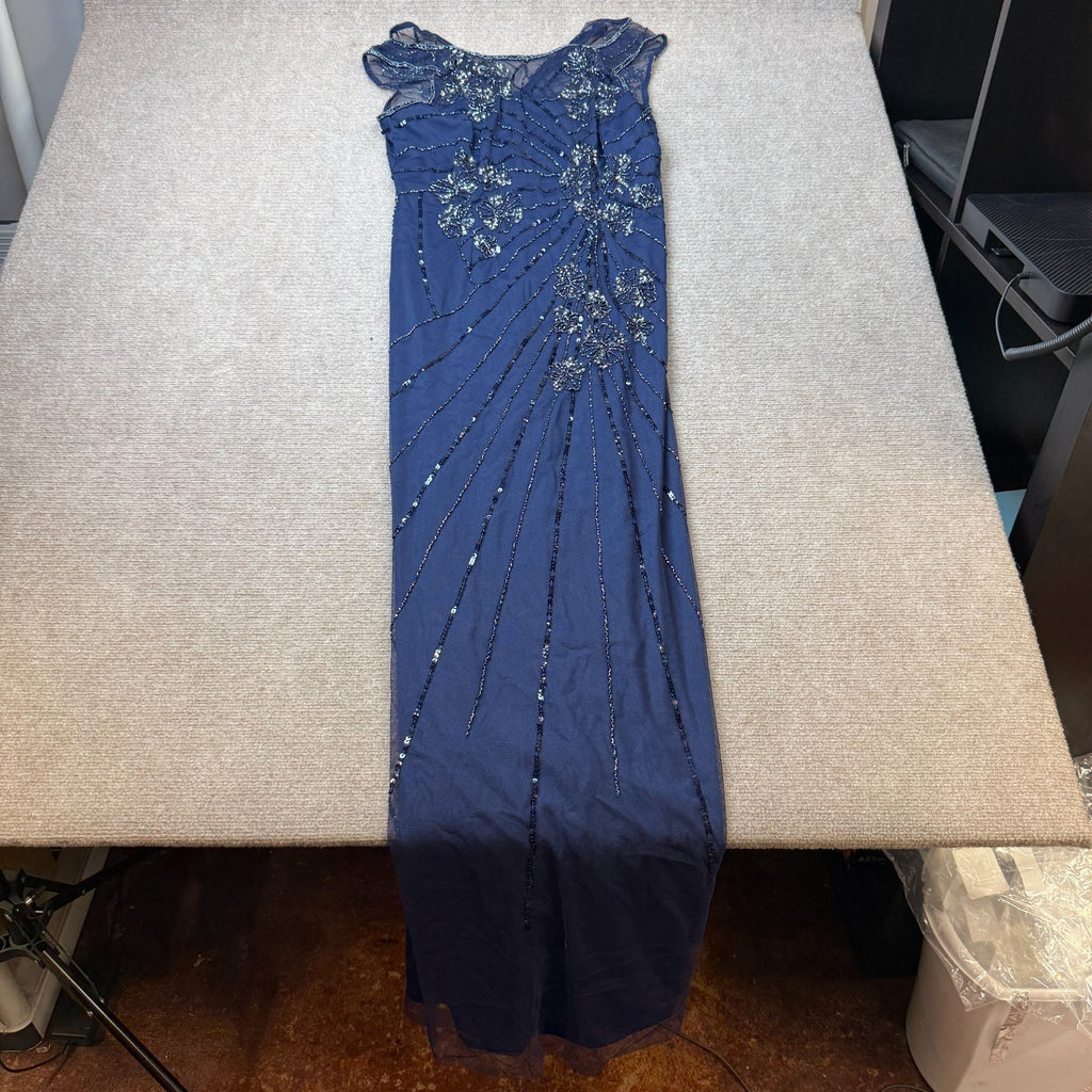 NWT Papell Boutique Womens US 10, 16 Light Navy Sleeveless Evening Gown Crew