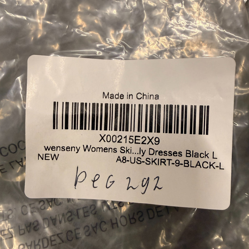 Wenseny Women’s S, L, Black Pencil Skirt Elastic Waist Drawstring Solid Bodycon