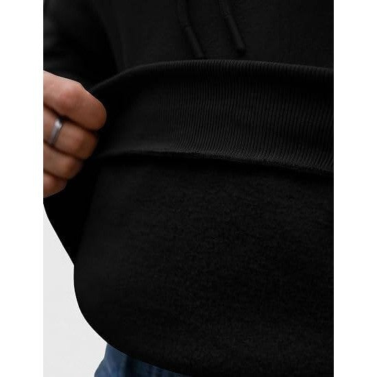 MSRP $38 JMIERR Mens L Black Fleece Lined Oversized Hoodie Pullover Sweatshirt