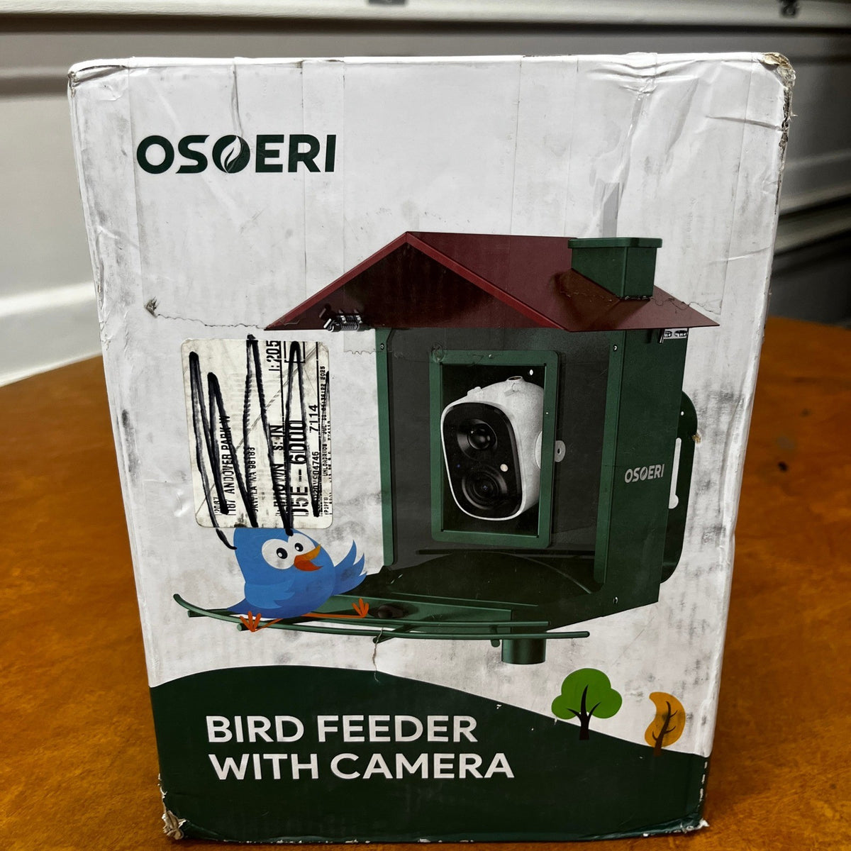 Osoeri OS-BC02 Blue Bird Feeder with Camera, 1080P HD AI Identify Wild Bird