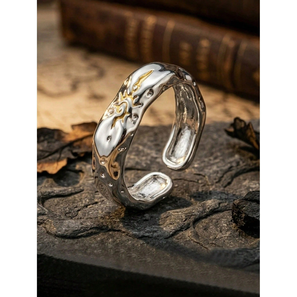 Wishing Stone Sun Ring Mens Womens Retro Stainless Steel Size 9 Adjustable 8-10