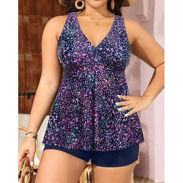 MSRP $47 Aqua Eve Womens 18W Star Whole Sky Tankini w/ Shorts Two Piece Swims