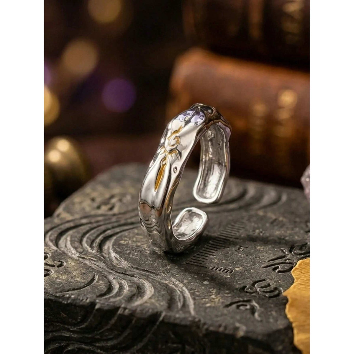 Wishing Stone Sun Ring Mens Womens Retro Stainless Steel Size 9 Adjustable 8-10